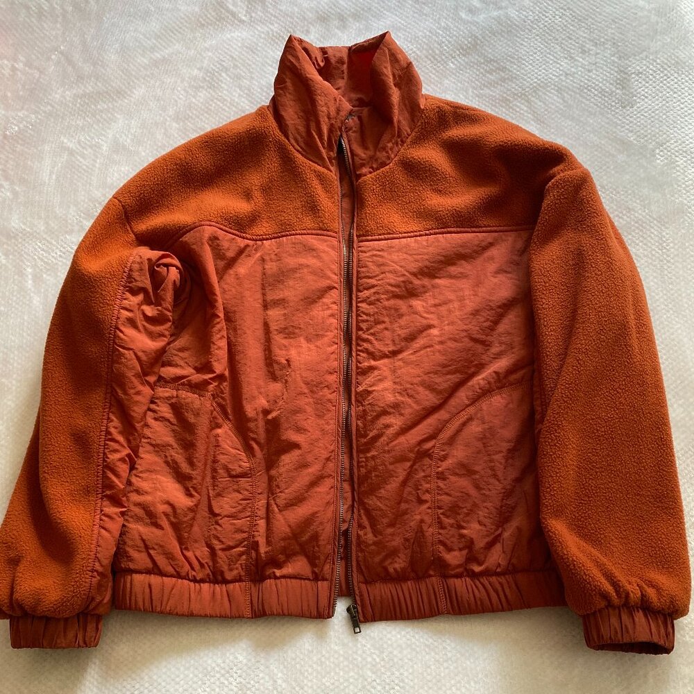 Wild Fable Burnt Rust Orange Lightweight Windbreaker Fleece Jacket Size M